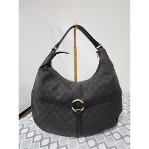 Gucci Canvas Reins Hobo Bag Black